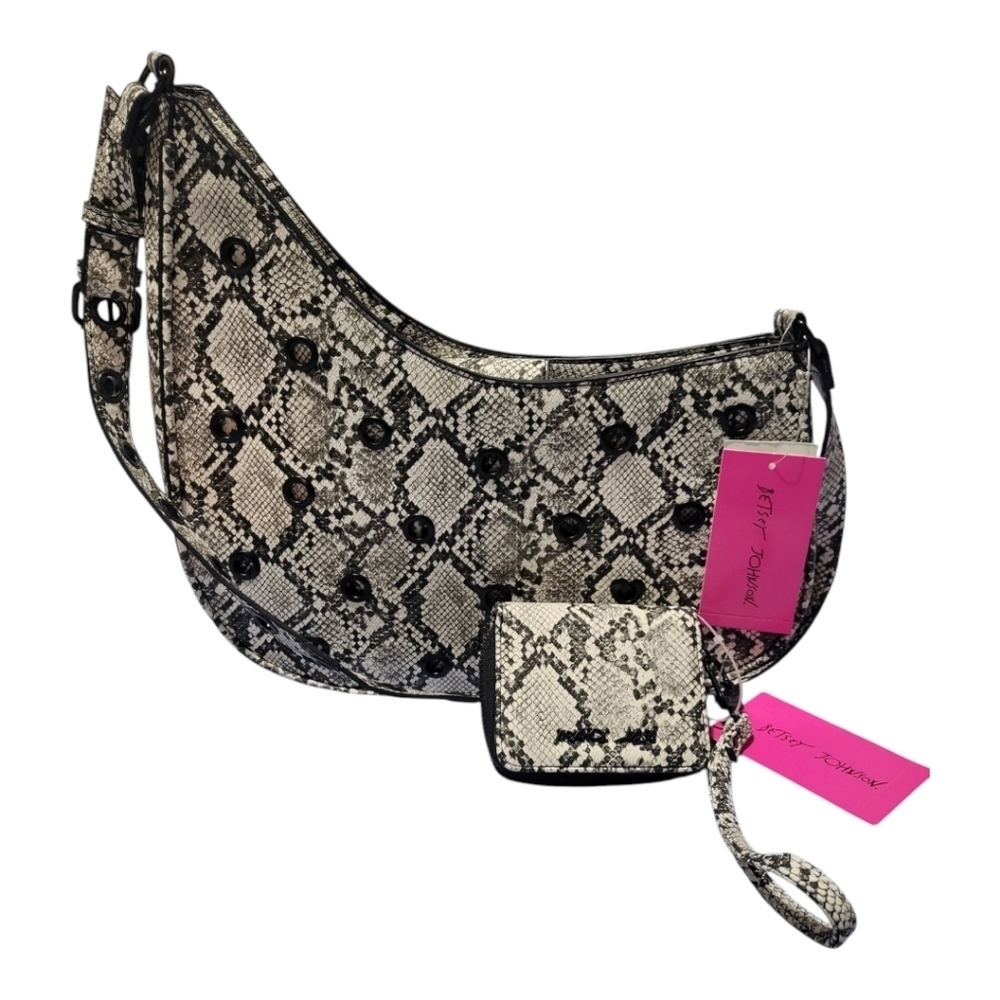 Betsey Johnson 🐍 Crescent Shoulder Bag & Matching Wallet | Python Snake Print